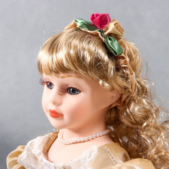Кукла коллекционная керамика "Нина в карамельном платье, в цветочном венке" 40 см 54671