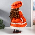 Кукла коллекционная керамика "Вера в ярко-оранжевом платье и шляпе с розами" 40 см - фото 6620273