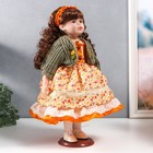 Кукла коллекционная керамика "Вера в платье с мелкими цветами и зелёном джемпере" 40 см - Фото 2