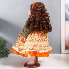 Кукла коллекционная керамика "Вера в платье с мелкими цветами и зелёном джемпере" 40 см - Фото 4