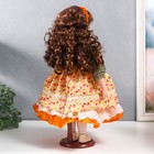 Кукла коллекционная керамика "Вера в платье с мелкими цветами и зелёном джемпере" 40 см - Фото 5