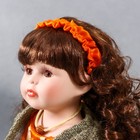 Кукла коллекционная керамика "Вера в платье с мелкими цветами и зелёном джемпере" 40 см - Фото 6