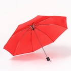 Зонт механический «Однотонный», 3 сложения, 8 спиц, R = 48/55 см, D = 110 см, цвет красный - фото 10781089