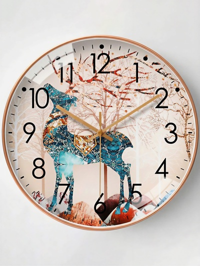 Часы настенные интерьерные «Олень», бесшумные, плавный ход, d=30 см, от батарейки 1×АА