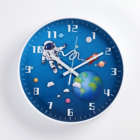 Детские настенные часы "Космос", плавный ход, d-30 см, микс
