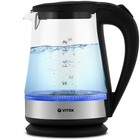 Чайник электрический Vitek VT-7077 MC, стекло, 1.7 л, 2200 Вт, чёрно-серебристый - фото 9789238