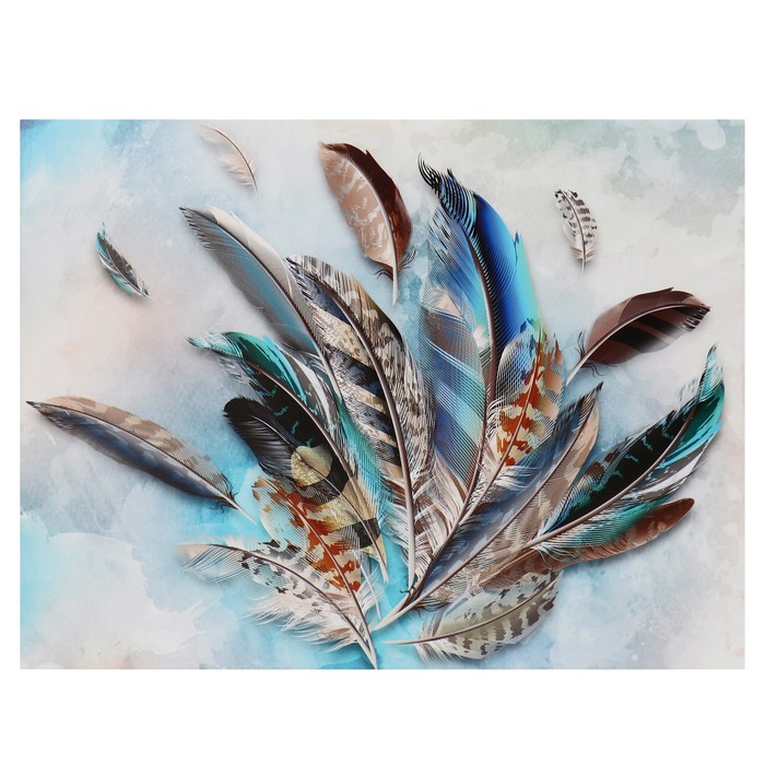Картина-холст на подрамнике "Голубые перья" 50х70 см - Фото 1