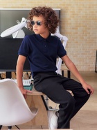 Футболка поло детская MINAKU: Basic line, тёмно-синяя, рост 98 см - Фото 11