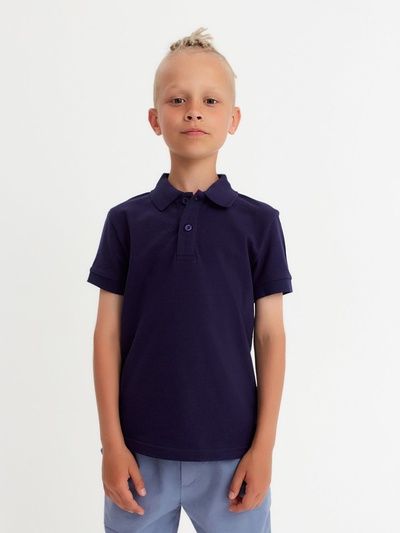 Футболка поло детская MINAKU: Basic line, тёмно-синяя, рост 134 см