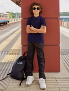 Футболка поло детская MINAKU: Basic line, тёмно-синяя, рост 134 см - Фото 9