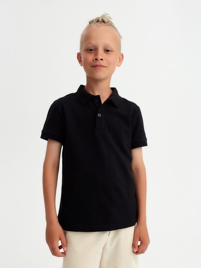 Футболка поло детская MINAKU: Basic line, чёрная, рост 98 см