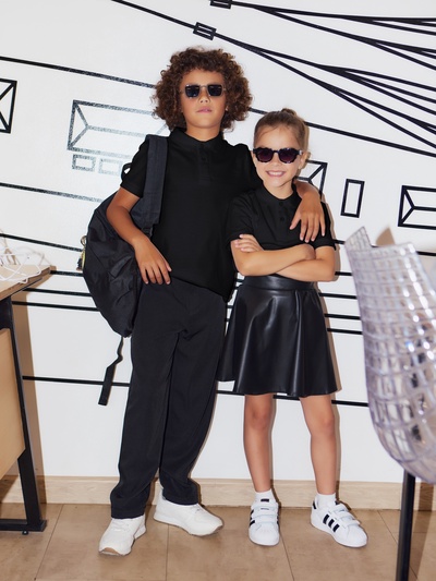 Футболка поло детская MINAKU: Basic line, чёрная, рост 98 см