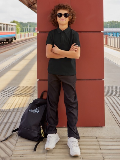 Футболка поло детская MINAKU: Basic line, чёрная, рост 98 см