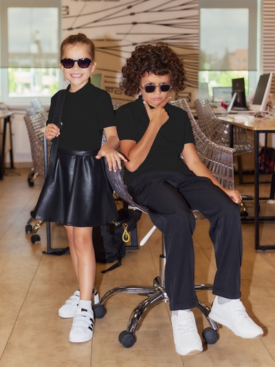 Футболка поло детская MINAKU: Basic line, чёрная, рост 98 см