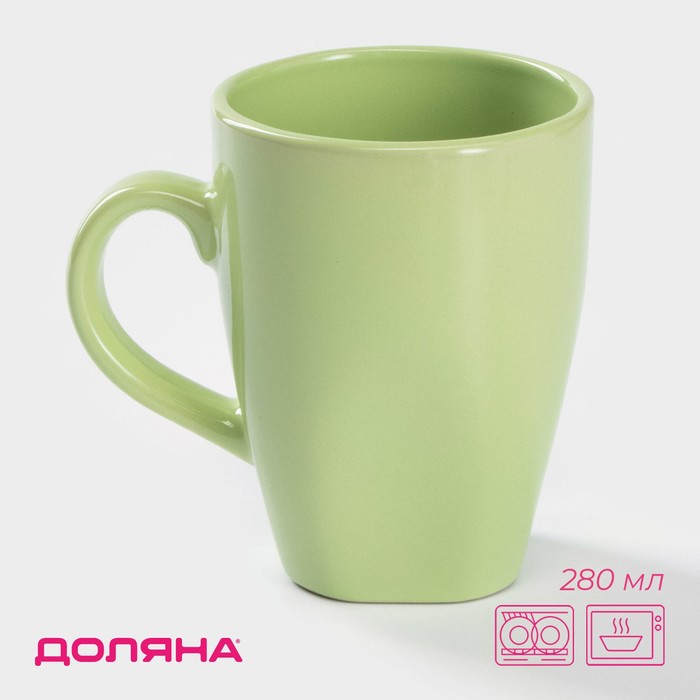 Кружка Доляна «Пастель», 280 мл, керамика, зелёная - Фото 1