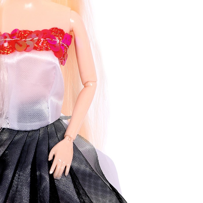 Кукла-модель шарнирная «Лили», платье белое с чёрным 54688