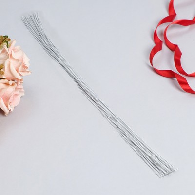 Флористическая проволока в бумажной оплётке «Белая», длина 60 см, 0.8 мм, набор 50 шт.