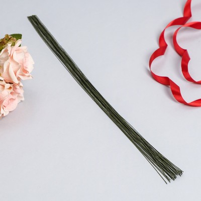 Флористическая проволока в бумажной оплётке «Зелёная», длина 40 см, 0.55 мм, набор 30 шт.