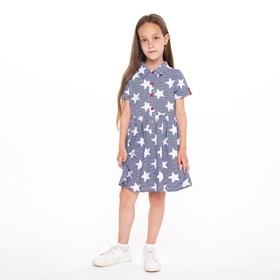 Платье для девочки, цвет тёмно-синий/белый, рост 128 см
