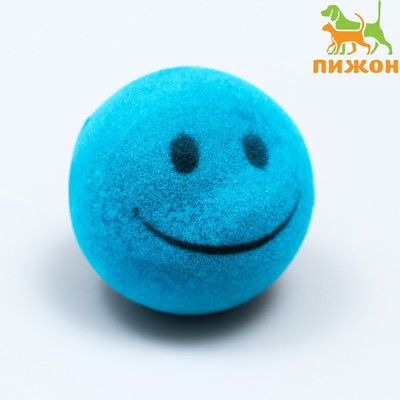 Игрушка бархатная с пищалкой "Улыбка", 4 см, голубая