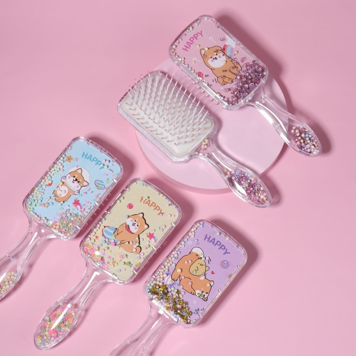 Расчёска-шейкер «Корги», 6.5×19.5(±1) см, МИКС - Фото 1