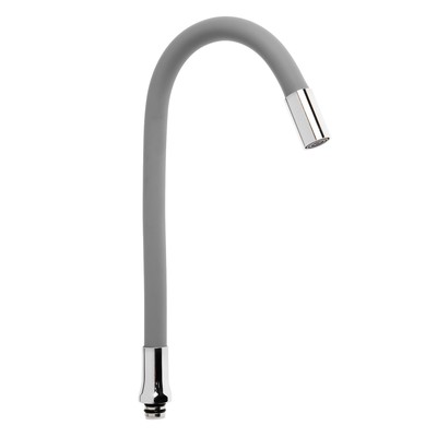 Излив для смесителя ZEIN, 3/4", гибкий, силикон, нерж. сталь, 50 см, сетка пластик, серый