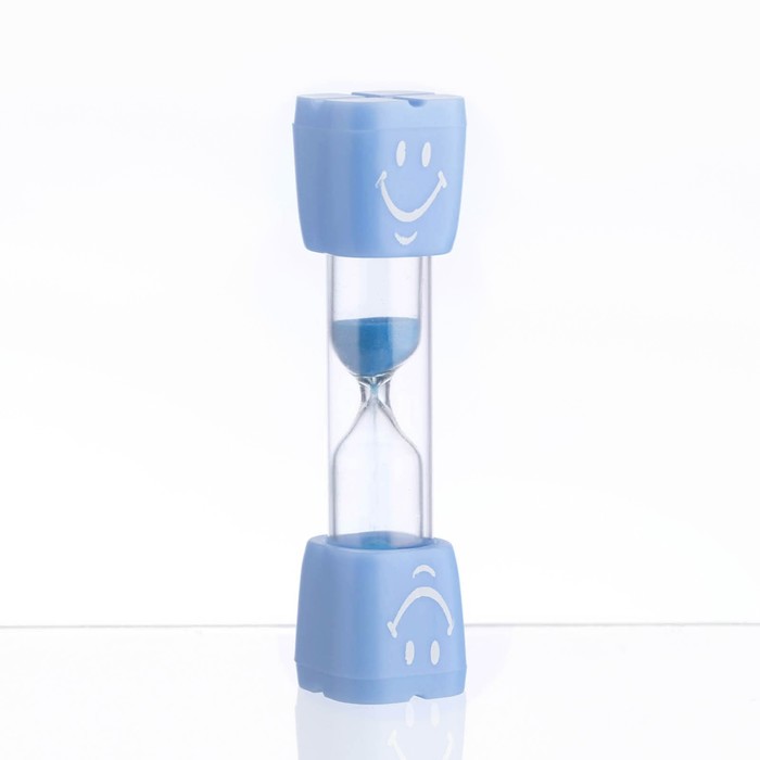 Песочные часы "Смайл" на 3 минуты, 9 х 2.3 см, голубые - Фото 1