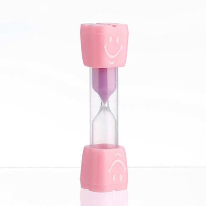 Песочные часы "Смайл" на 3 минуты, 9 х 2.3 см, розовые - Фото 1