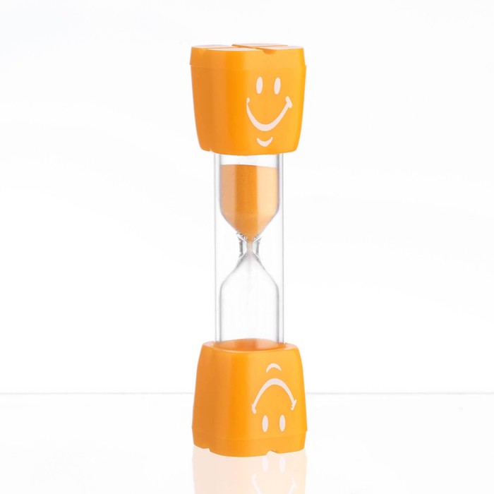 Песочные часы "Смайл" на 3 минуты, 9 х 2.3 см, оранжевые - фото 4039892
