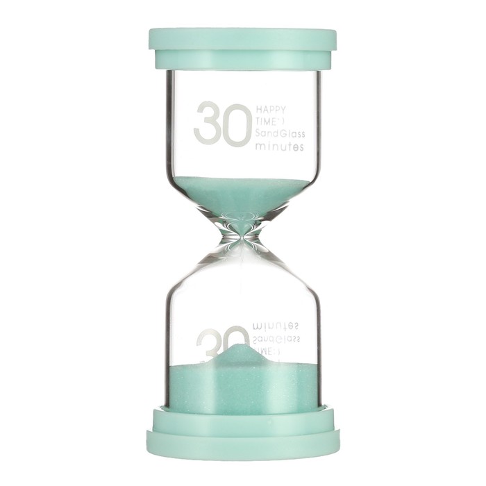 Песочные часы Happy time, на 30 минут, 12,5 х 4.5 см, бирюзовые - Фото 1