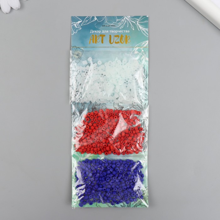 Бисер круглый 6/0 «Матовый. Патриот», 3 цвета × 20 г, 20×8×0.7 см - Фото 1