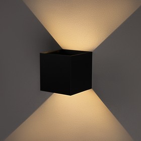 Светильник фасадный «Куб», FSD-004, 6 Вт, 3000К, IP65, 220 В, металл, черный