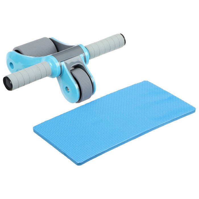 Ролик для пресса ONLYTOP, 33х24х24 см, с ковриком, цвет серый/голубой - Фото 1