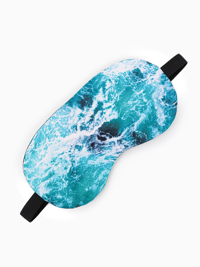 Маска для сна с гелевым вкладышем «Море», 19×10 см, резинка одинарная, голубая - Фото 1