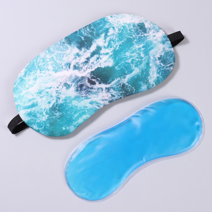 Маска для сна с гелевым вкладышем «Море», 19 × 10 см, резинка одинарная, цвет голубой - фото 1911751317
