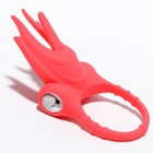 Эрекционное кольцо с вибрацией и клиторальной стимуляцией, силикон, d=3 см, красный - Фото 3