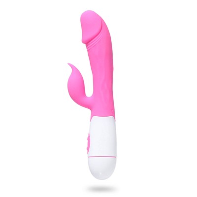 Вибратор с клиторальным стимулятором, 30 режимов, 19.4×3.5 см, розовый