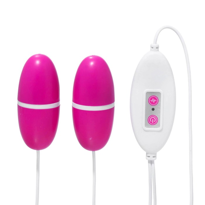 Виброяйца 2 шт., 12 режимов, с пультом, 2.5×5.5 см, розовые - Фото 1