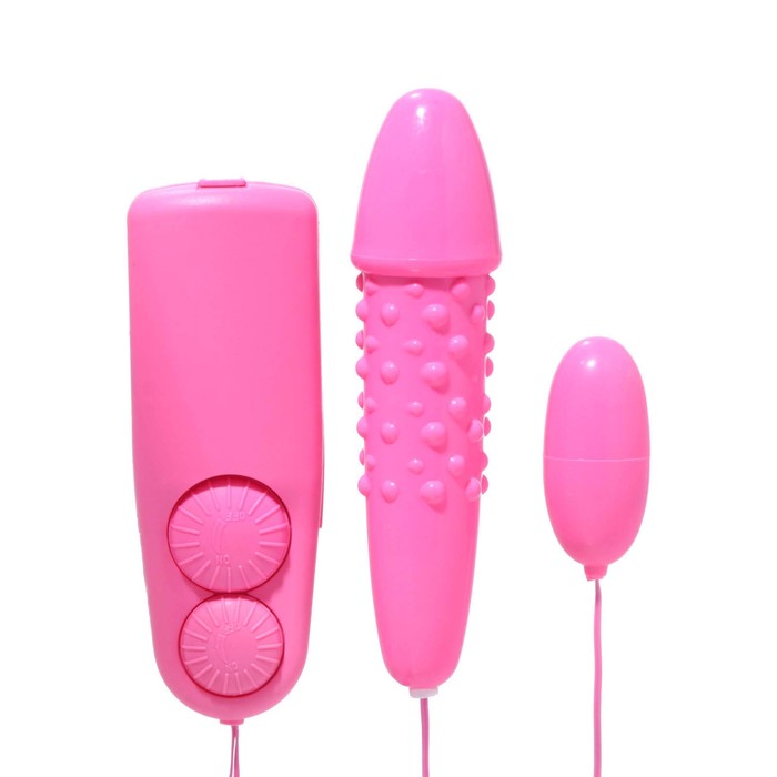 Виброяйца с выносным пультом, 14×3.5 см, розовый - Фото 1