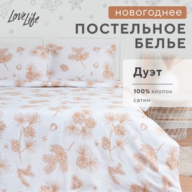 Постельное бельё LoveLife Дуэт «Шишки» 143х215 см-2шт, 225х240 см, 50х70 см-2шт, 100%хлопок, сатин 7753033