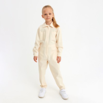 Комбинезон для девочки MINAKU: Casual collection KIDS, бежевый, рост 140 см