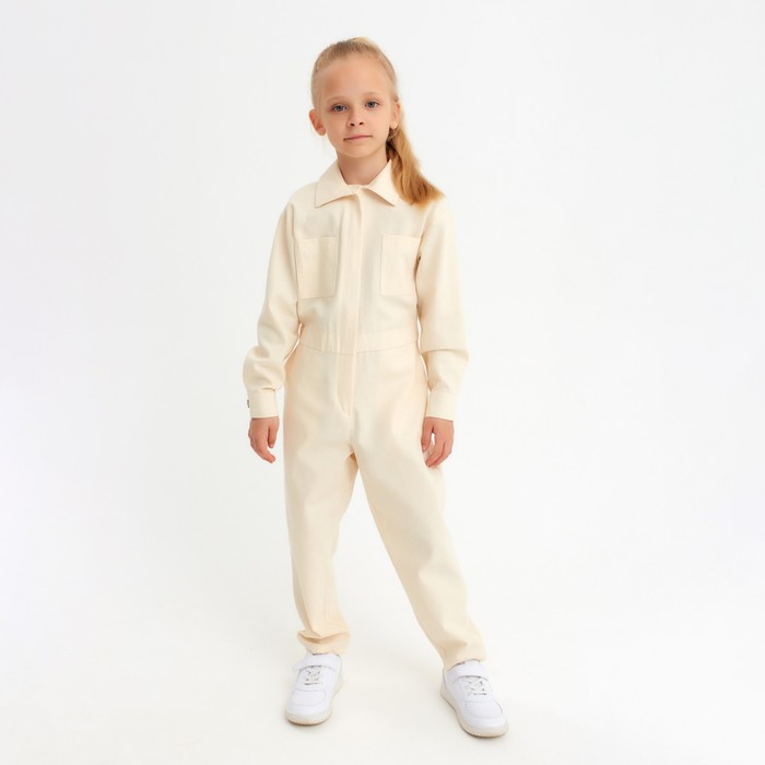 Комбинезон для девочки MINAKU: Casual collection KIDS, бежевый, рост 140 см