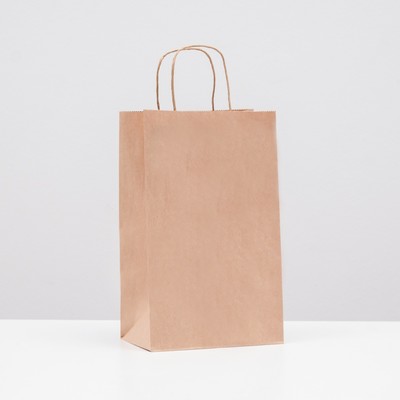 Пакет крафт без печати, круглая ручка 18×11×29 см