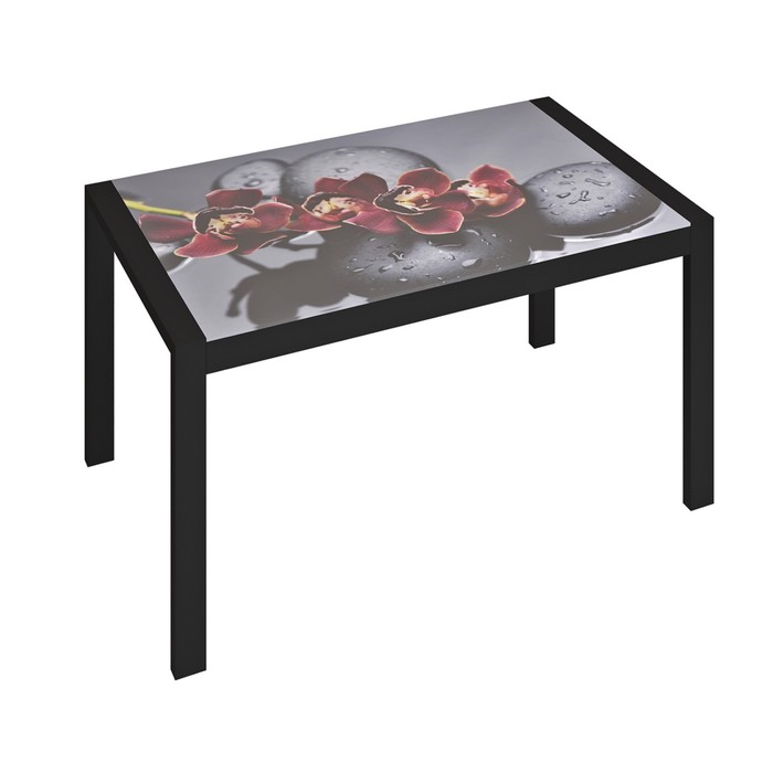 Обеденный стол «Бостон», 1200 × 700 × 754 мм, цвет чёрный муар / орхидея