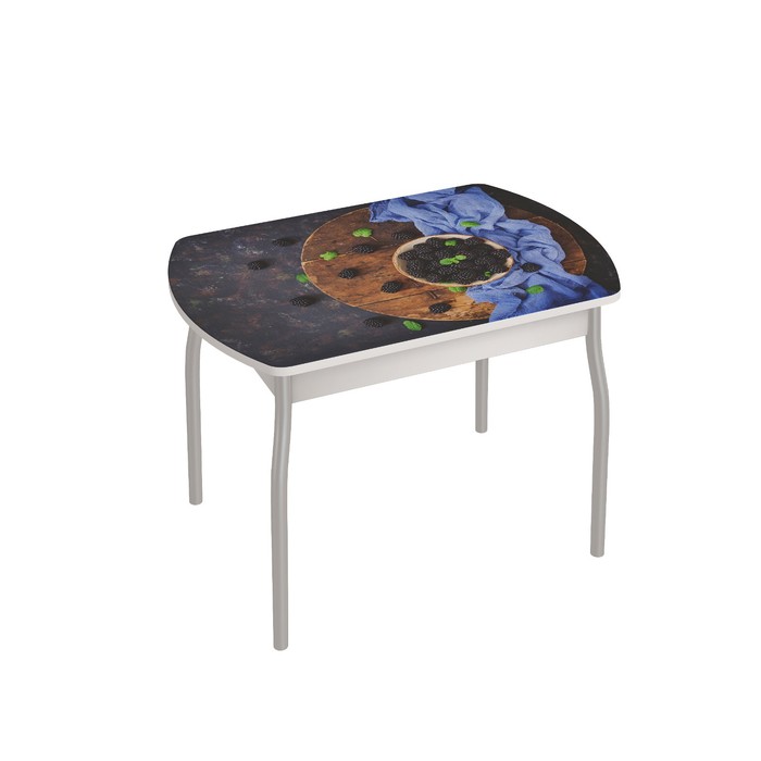Обеденный стол «Орфей 6», 996 × 666 × 755 мм, cтекло, металл, рисунок ежевика
