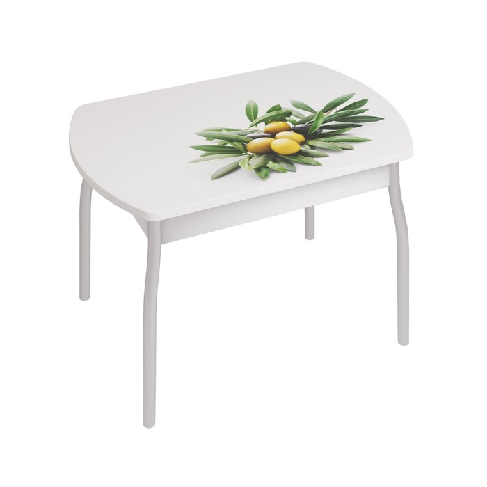 Обеденный стол «Орфей 6», 996 × 666 × 755 мм, cтекло, металл, цвет белый / олива - Фото 1