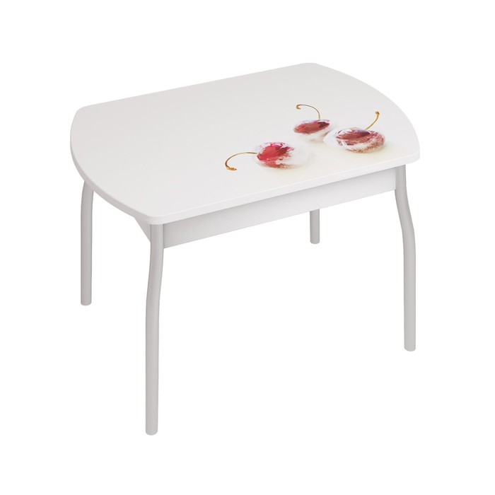 Обеденный стол «Орфей 6», 996 × 666 × 755 мм, cтекло, металл, цвет белый / вишня