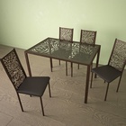 Обеденный стол «Роза», 1075 × 700 × 765 мм, металл коричневый, стекло, рисунок роза - Фото 2