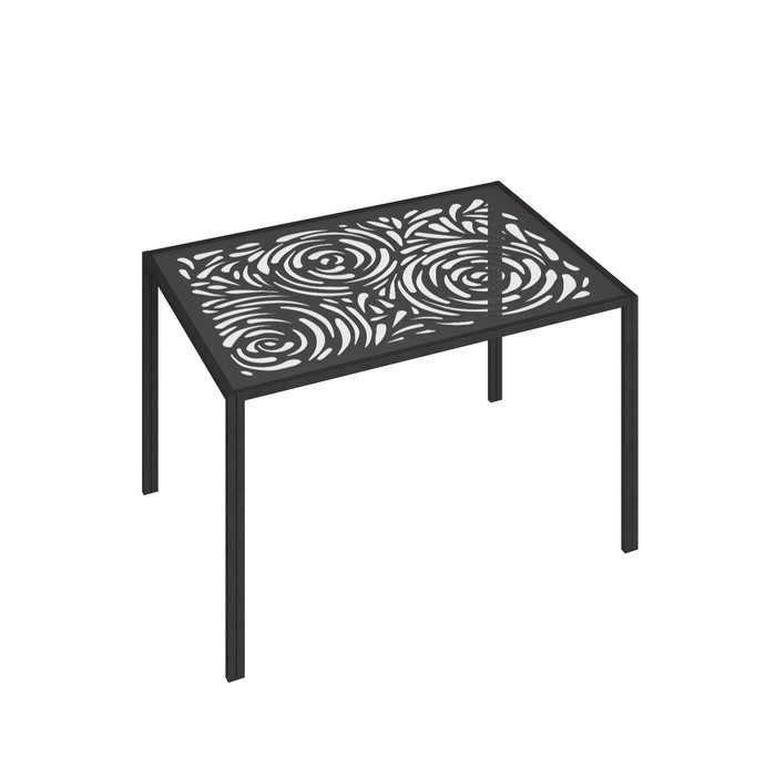 Обеденный стол «Роза», 1075 × 700 × 765 мм, металл чёрный, стекло, рисунок роза чёрная - Фото 1