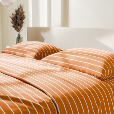 Постельное бельё евро «Этель» Mustard stripes, поплин
